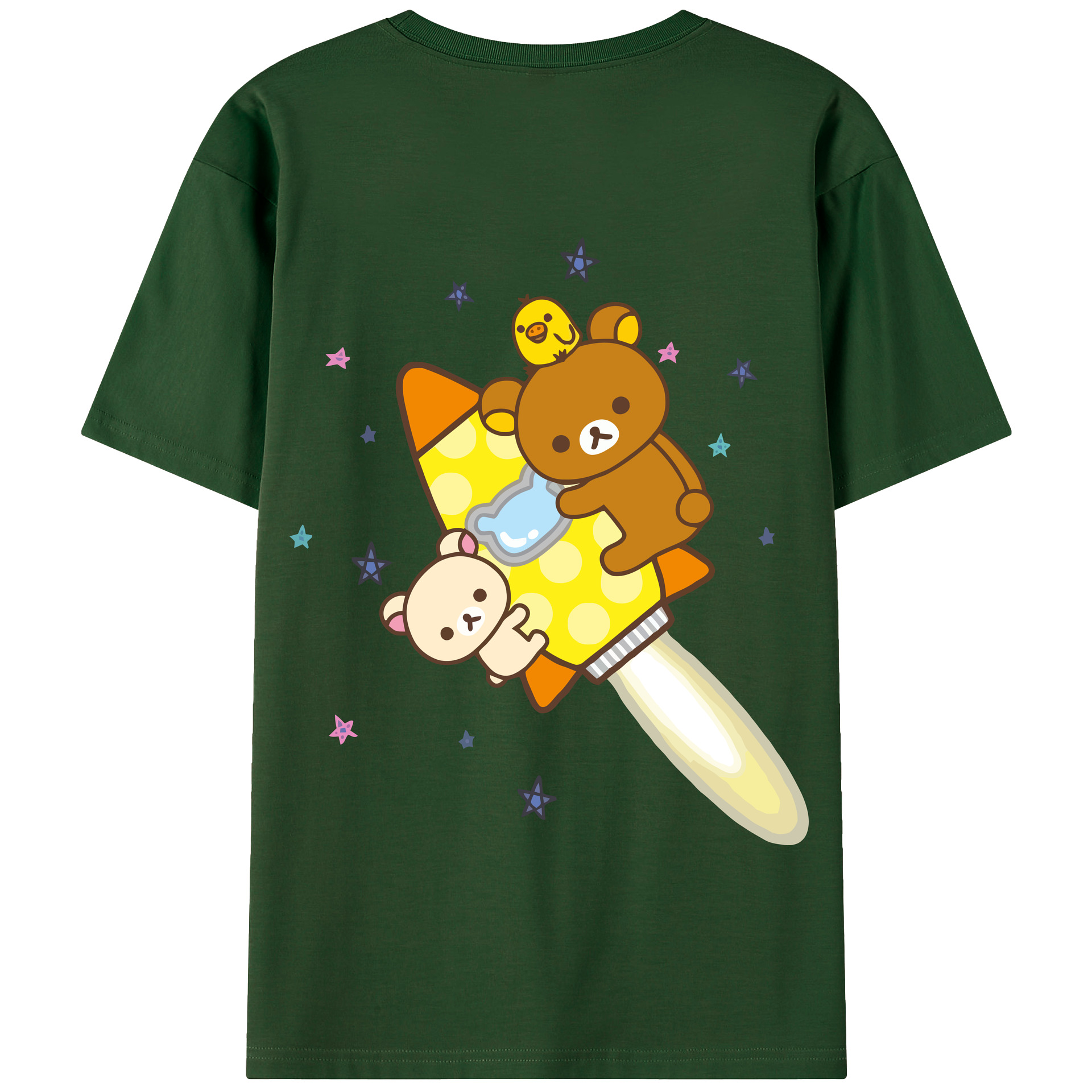 （画像用） リラックマ リラックマ キイロイトリ Rilakkuma Korilakkuma Kiiroitori 綿100％半袖Tシャツ（背面プリント）